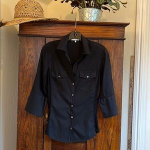 James Perse Classic Ribbed Panel Button Up Shirt, Size 2 (Medium)